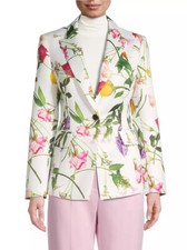 Ted Baker Ziaah Rose Floral Print Satin Jacquard Dressy Suit Jacket Blazer 1 8