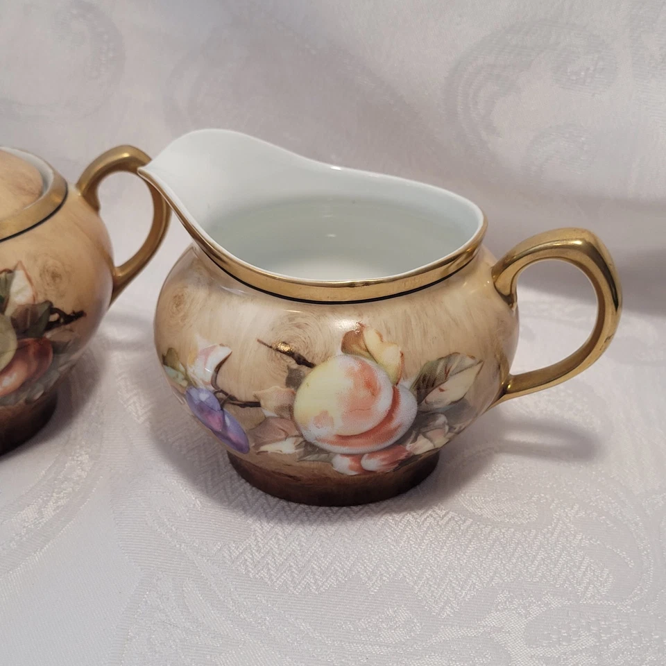 Juego de leche de azúcar y crema Royal Munich vintage patrón de grano de madera de Baviera Foto 3 de 4