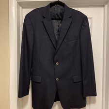 Navy Blue Blazer 44L Hart Schaffner Marx Mens Blazer Sport Coat Wool Made in USA