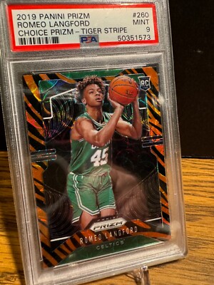PSA9 2019-20 PRIZM Romeo Langford 260 Tiger Stripe Refractor RC