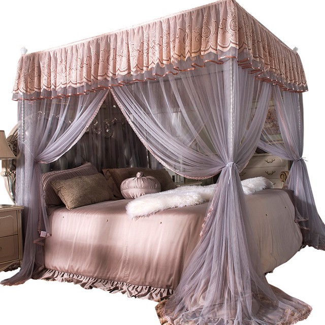 Princess 4 Corner Post Bed Curtain Canopy Mosquito Net ...