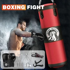 Heavy Boxing Punching Bag Training Gloves Speed Set Kicking MMA Workout Kick Bag