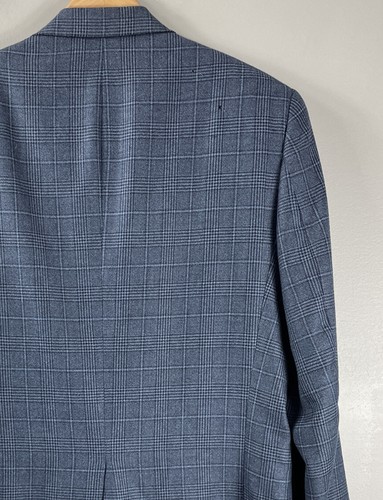 Hart Schaffner Marx Ing Loro Piana Blazer Mens 42 L Blue Plaid Spun Cashmere - Picture 17 of 21