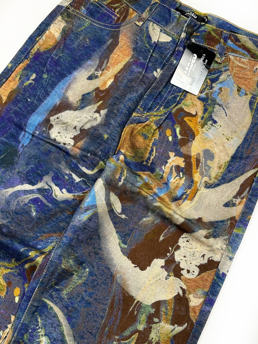 jaded london デニム manes y2k BALENCIAGA BALENCIAGA Y2K Wide-Leg Distressed Printed Jeans for Men