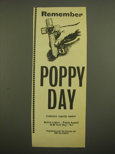 1967 British Legion Poppy Appeal Ad - Remember Poppy Day - 第 1/1 張圖片