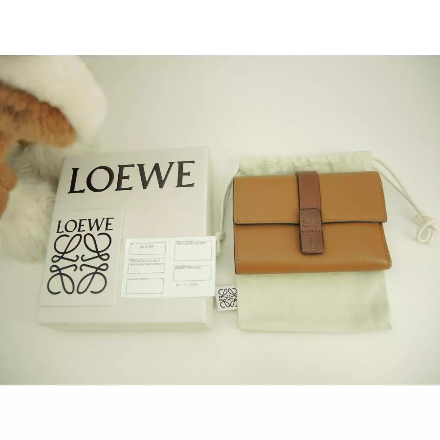 Loewe 3-fold compact wallet Anagram leather brown small vertical