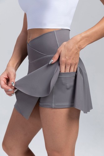 Women's Tennis Skirts Crossover High Waisted Ruffle Layered Athletic Golf Skort - Picture 61 of 86