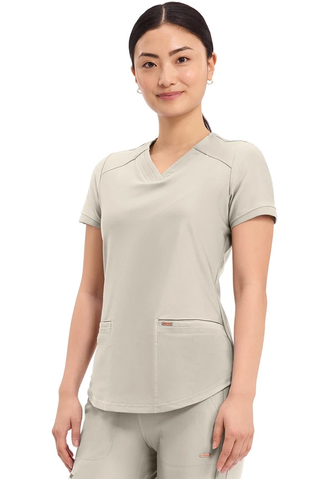 Cherokee Scrubs Form V Neck Top CK840 SUSD Summer Sand Free Shipping - Image 2 of 4