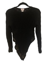 VTG 90s Full Lace Black Bodysuit w Snap Closure sz Large