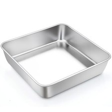 9" Stainless Steel Square Baking Roasting Pan for Cake Brownie Lasagna, Non-Toxi