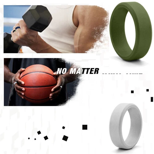 Paquete de 4 anillos de compromiso de boda de silicona para hombres mujeres banda elástica gimnasio deportes EE. UU. Foto 3 de 4