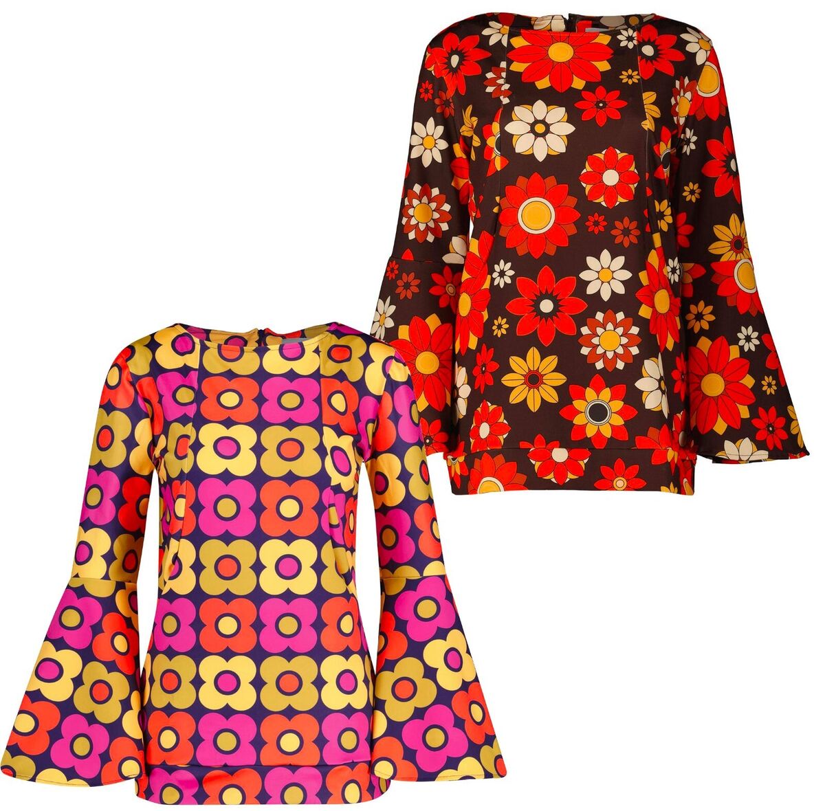 NEW MADCAP WOMENS 70s Retro Boatneck Flared BELL SLEEVE TOP NEW MADCAP WOMENS 70s Retro Boatneck Flared BELL SLEEVE TOP