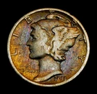 1943 Mercury Silver Dime Toning FREE SHIPPING (B304)