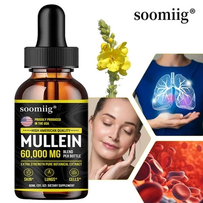 SOOMIIG Mullein Leaf Extract Drops Lung Cleanse Respiratory Herbal Drop Health Care
