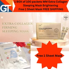 1 BOX of 100 packets WM Extra Collagen Sleeping Mask Brightening FREE SHIPPING