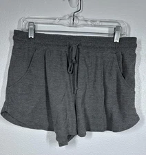 Stitch & Pine Sleep Shorts Womens Large Ribbed Knit Lounge Casual Soft Pockets