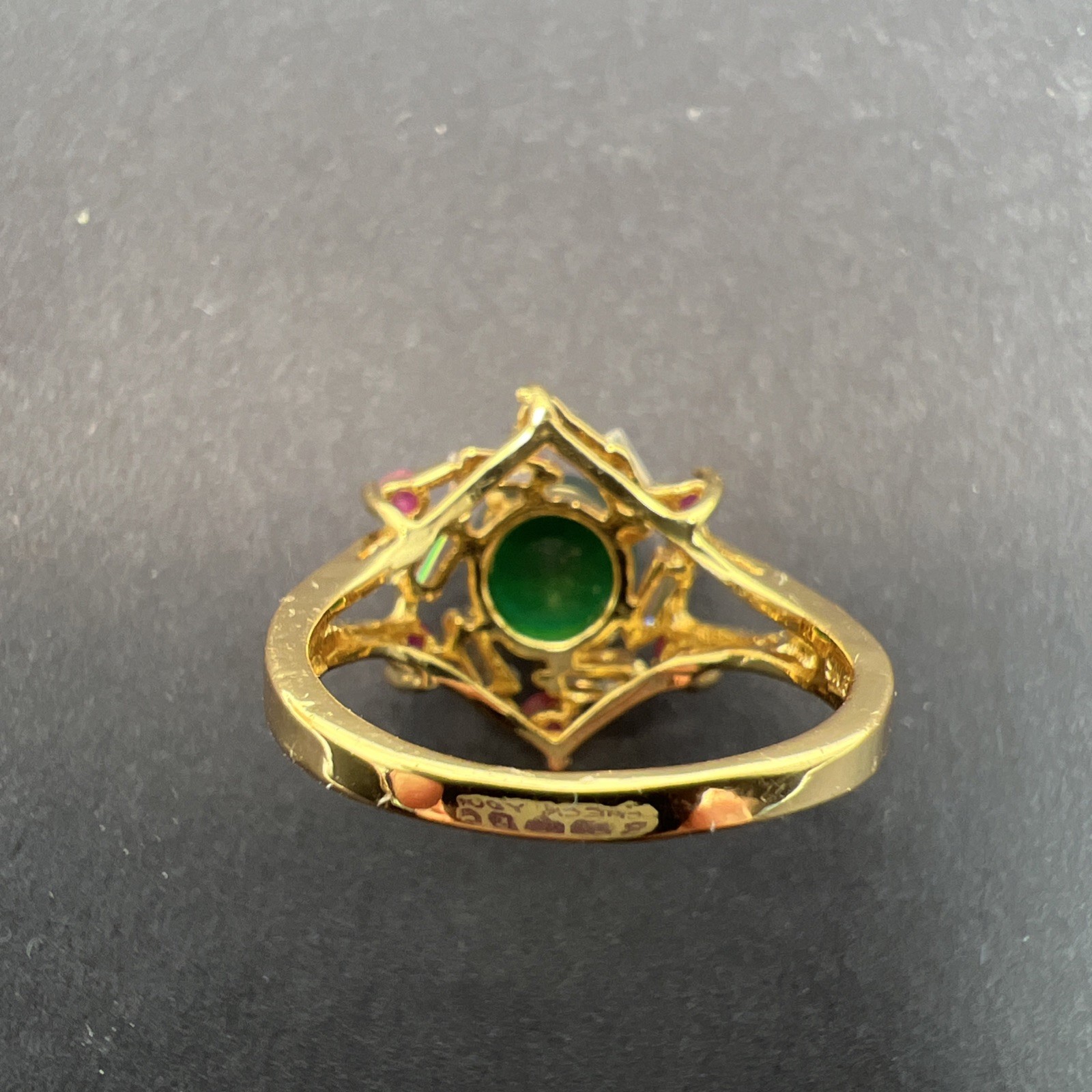 9ct Gold Ruby Emerald Ring, 9K 375 - image 4