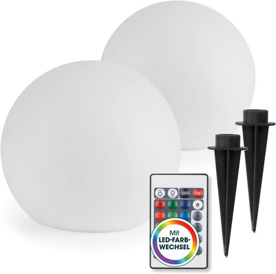 Easymaxx LED Solarleuchte Kugel 20 Cm | 2 X Solar Leuchte - Stimmungsvoller Farb