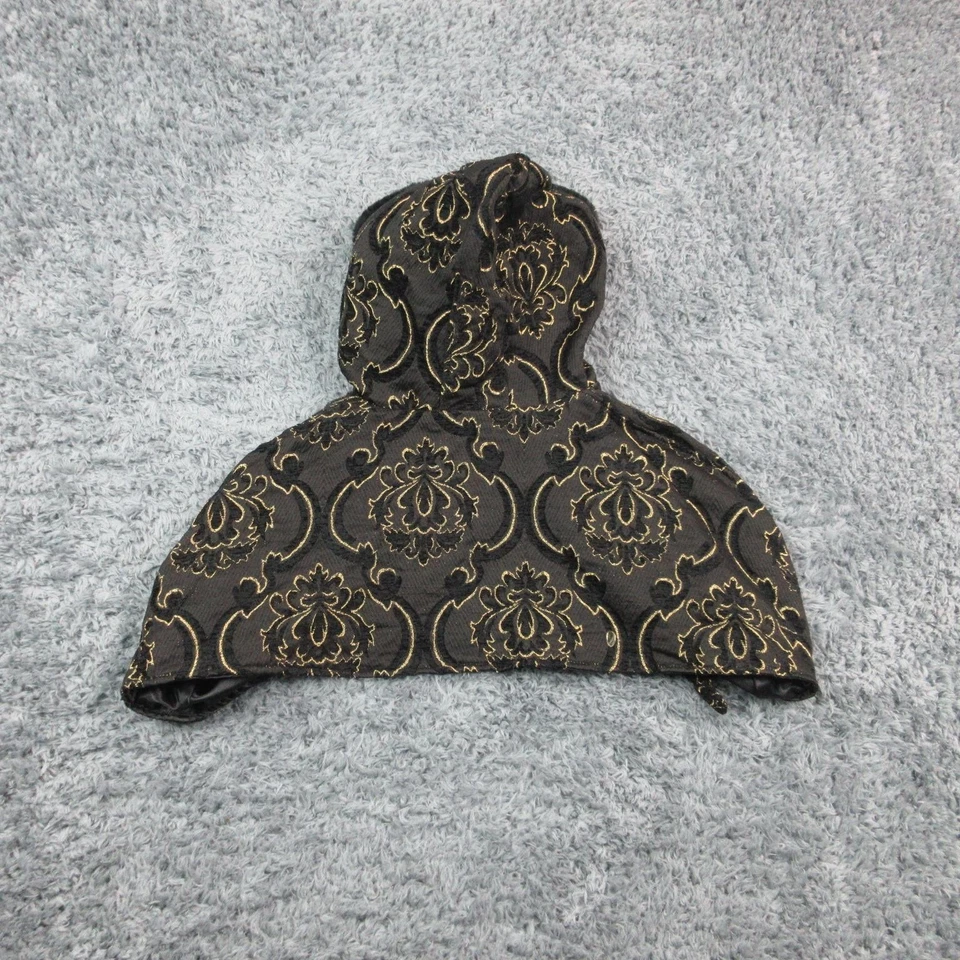 德古拉服装连帽角裤男式 2XL 黑色金色锦缎哥特式人造毛皮 — 第 4/4 张图片