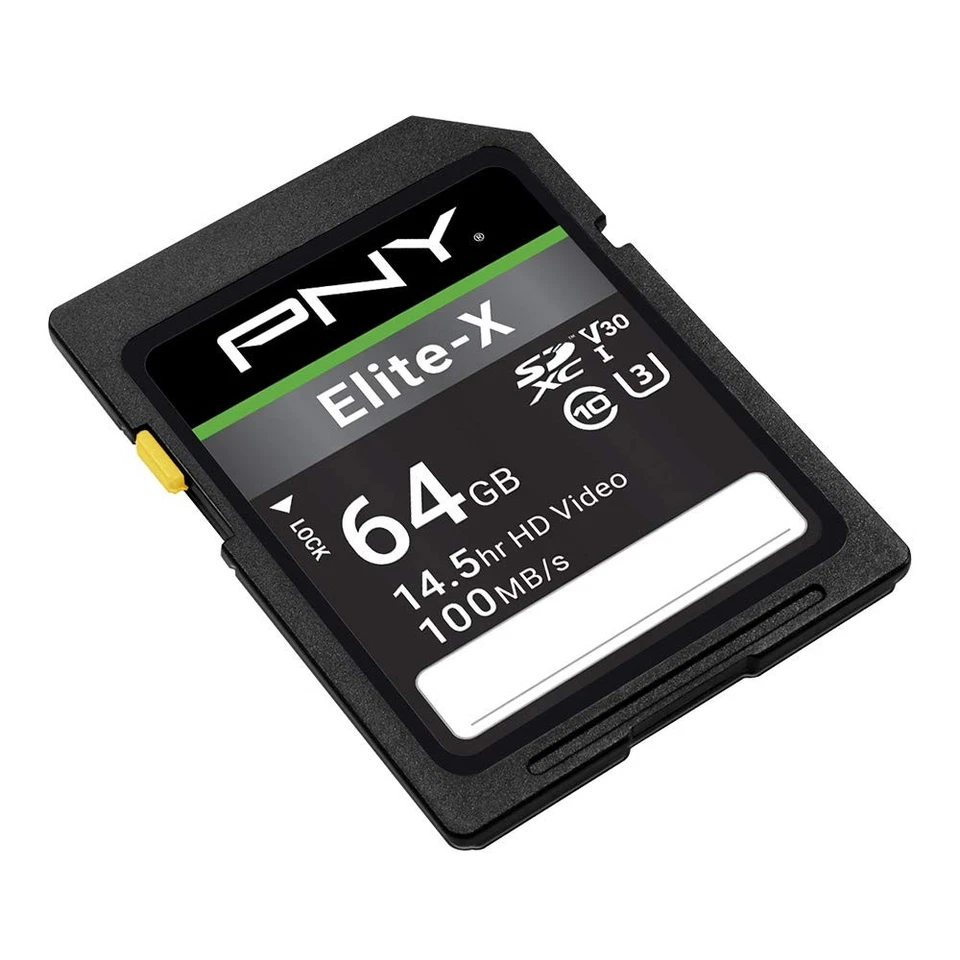 PNY Elite X 64GB SD Card Class 10 U3 V30 100MBs 4K HD Photo Videography - Image 2 of 4