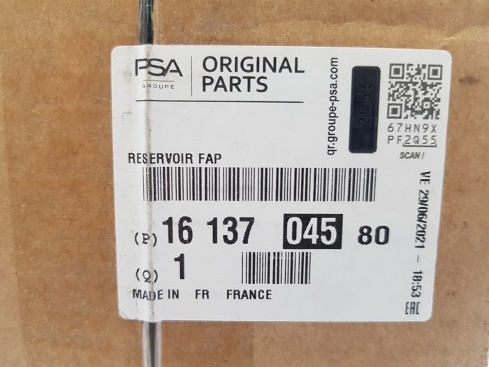 Réservoir FAP PSA 1613704580 pour entretien du système antipollution et passage contrôle technique
