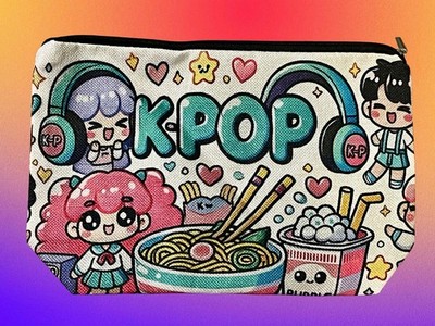 K-POP Themed Makeup & Toiletry Organizer Bag with Lining - Double-Sided Printed
