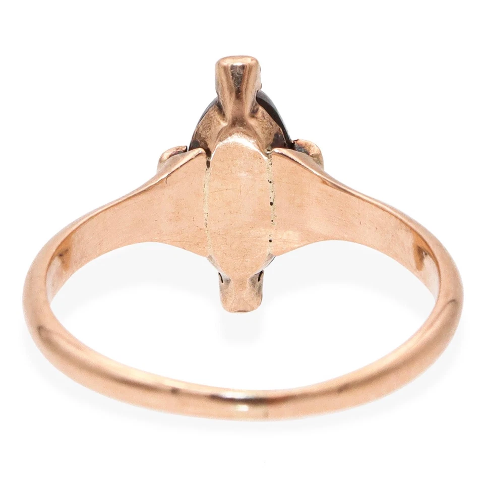 Antiguo Anillo Banda Perla Semilla Cabujón Ojo de Tigre Oro Rosa 10k Foto 4 de 4