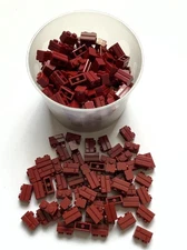 Lego 220 New Dark Red Bricks Modified 1 x 2 with Masonry Profile Pieces