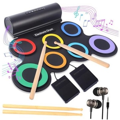 Portable Electronic Drum Set 7-Pads: Roll-Up Electric Drum Kit for Rainbow-7