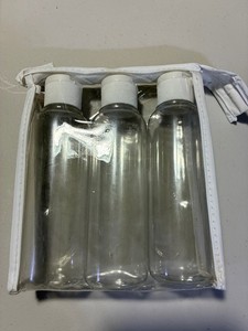 Set of 3 Clear Plastic Travel Bottles in Case that hold 4.3 oz each - New