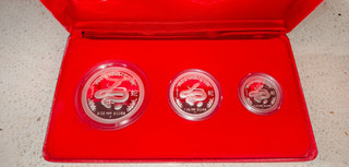 2001 Australia Lunar Year of the Snake 3 coins set .999 Silver Proof Perth Mint