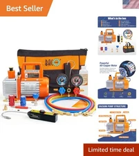 BACOENG 4 CFM Vacuum Pump & Gauge Set for Efficient HVAC Maintenance