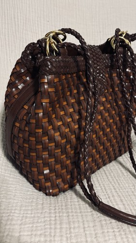 Vintage Warren Reed Purse Women’s Bag Brown Leather Basket Weave Large Designer