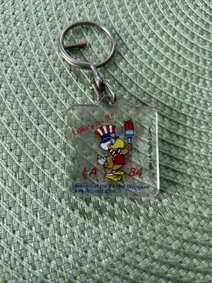 *VINTAGE*  1984 LOS ANGELES OLYMPICS KEYCHAIN - Sam the Eagle & Coca Cola