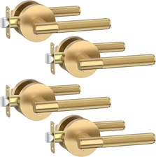 Asidrama 4 Pack Champagne Bronze Privacy Door Handles Door Lever W Knobs