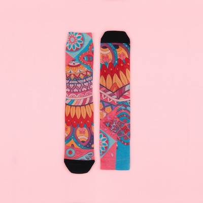 Bohemian Mandala Abstract Print Bamboo Socks, Psychedelic Paisley Geometric