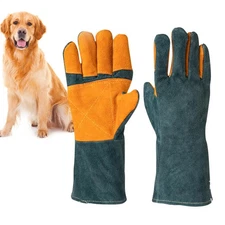 1pair Anti Bite Glove Training Snake Cat Dog Pet Leather Safety Protective Glove