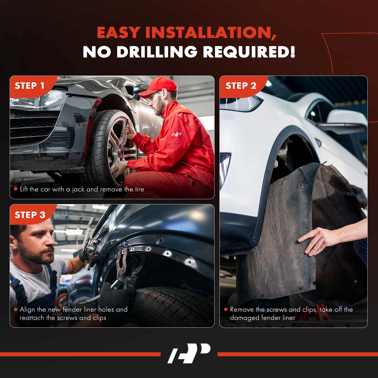 A-Premium 2Pcs Inner Fender Liners Splash Shield PET Front for Chevrolet Camaro