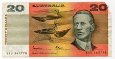 1985 Australia $20  20 Dollars Bank Note Johnston Fraser EGU 563778