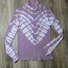 We The Free Free People Psychedelic Tie-Dye Turtleneck Top Size Large 