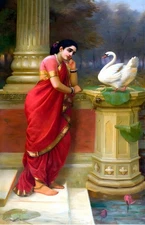 "Hamsa Damayanti Raja Ravi Varma (1848–1906) "     Canvas Wall Art Picture Print