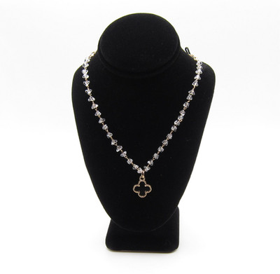 Crystal Link Clover 14K Gold Plated Necklace Fashion Jewelry