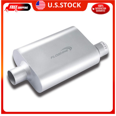 Universal Dual Chamber Muffler 2.5'' Offset Inlet 2.5'' Center Outlet Performance