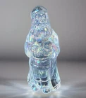 RARE Fenton Clear Iridescent Carnival Glass Christmas Santa With Kitten