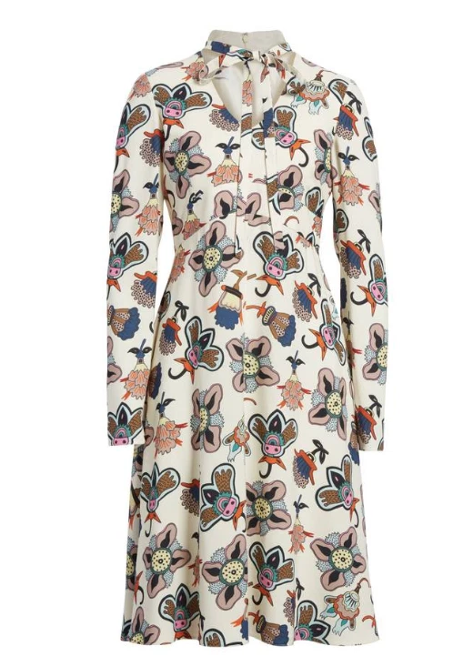 Abito nuovo con etichette San Valentino con stampa floreale pop cravatta crepe taglia 6