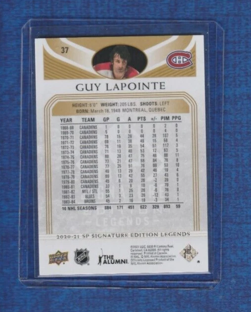 2020-21 Upper Deck SP Signature Edition Legends Gold # 37 Guy Lapointe - Image 2 of 2