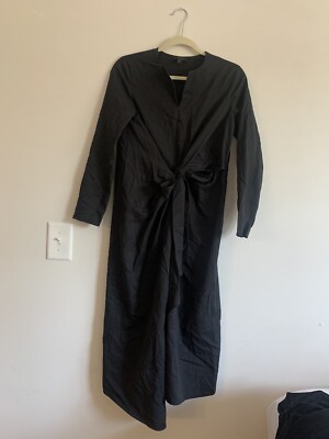 cos long sleeve wrap dress COS Women's Gathered Midi Wrap Dress in Black