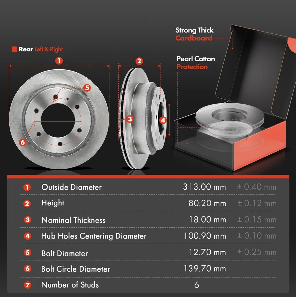 6 piezas rotores de disco y pastillas de freno de cerámica para Honda Passport 94-02 Acura Isuzu trasero Foto 2 de 4