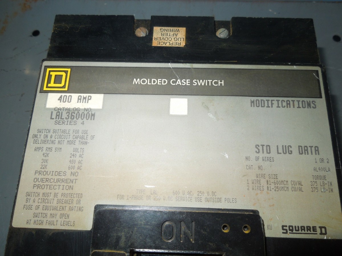 Square D LAL36000M 400A 3P 600V Molded Case Switch Grey Label Used