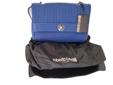 $1700 Roberto Cavalli Women's Blue Shoulder Trapunta Leather Bag New With Tags.